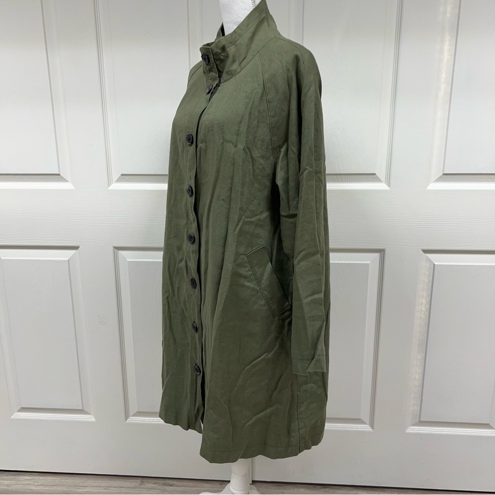 Garnet Hill Relaxed Linen Top Coat Jacket Green Size 16 - Picture 7 of 16